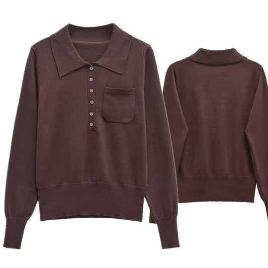 Dave&Di Minimalist Women's Coffee Colored Polo