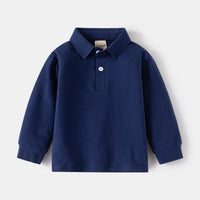 Cotton Long Sleeve Boys Polo T-shirts Toddler Kids Elegant