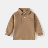 Boys' Solid Color Long Sleeve Slim Classic Polo Shirt 2025
