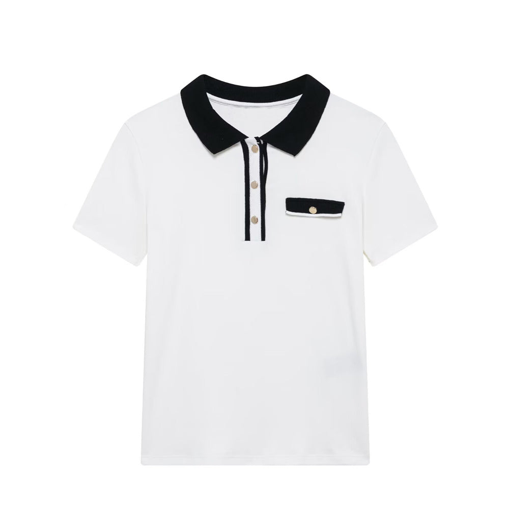 New women's spliced polo shirt