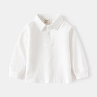 Cotton Long Sleeve Boys Polo T-shirts Toddler Kids Elegant