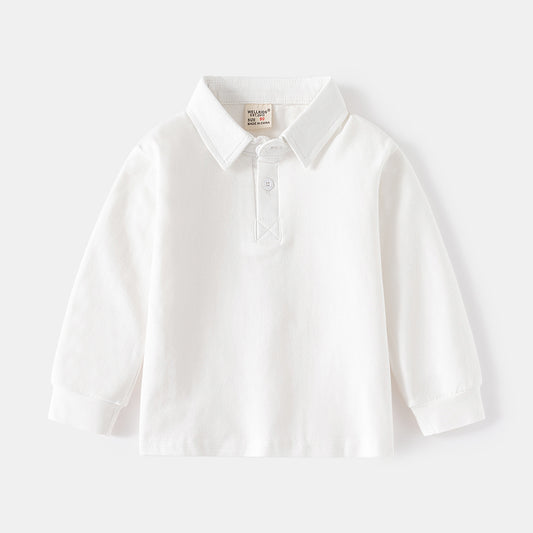 Cotton Long Sleeve Boys Polo T-shirts Toddler Kids Elegant