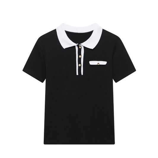 New women's spliced polo shirt