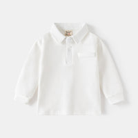 Boys' Solid Color Long Sleeve Slim Classic Polo Shirt 2025