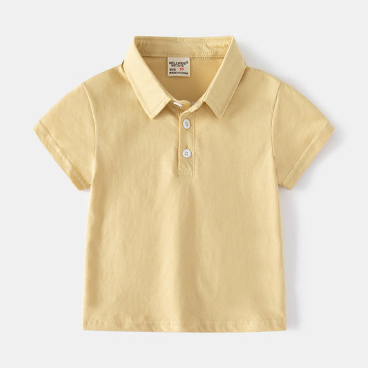 2025 Summer New Stylish Boys' Solid Color Short-Sleeve T-Shirt