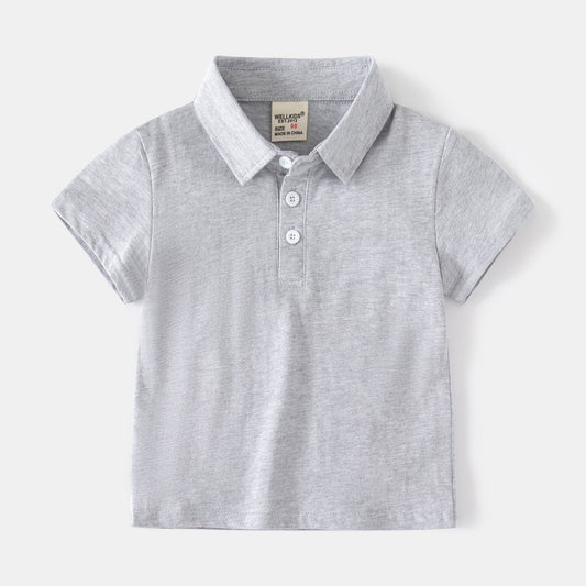 2025 Summer New Stylish Boys' Solid Color Short-Sleeve T-Shirt