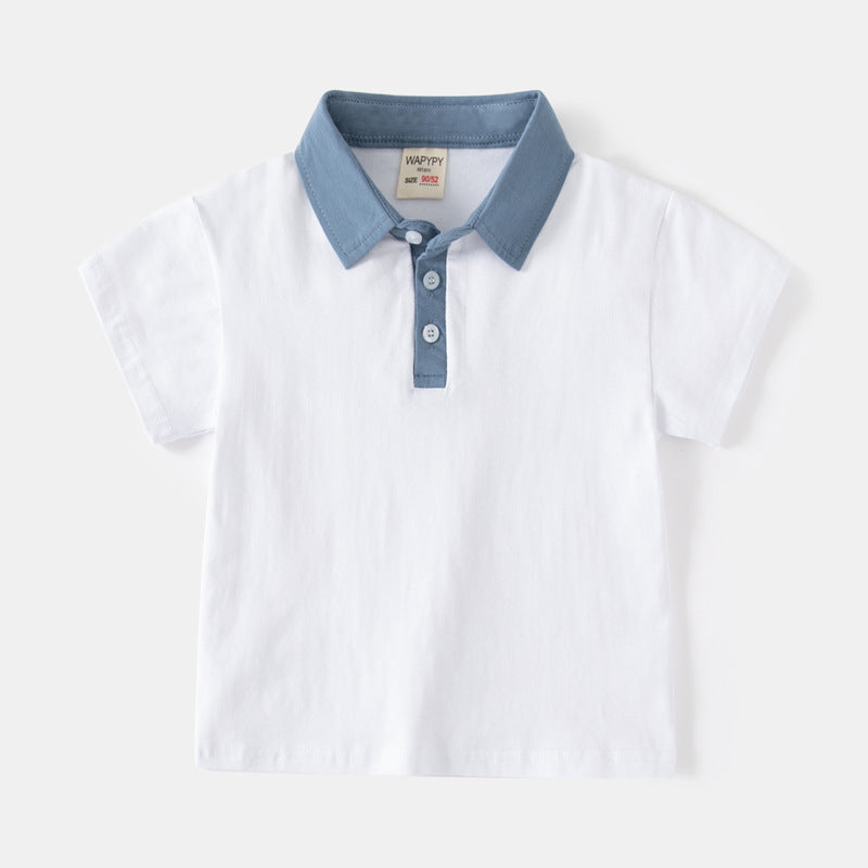 100% Cotton Basic White Polo T Shirt for Boys