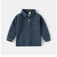 Boys' Solid Color Long Sleeve Slim Classic Polo Shirt 2025