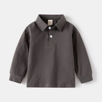 Cotton Long Sleeve Boys Polo T-shirts Toddler Kids Elegant