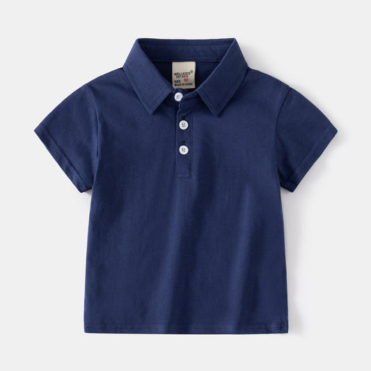 2025 Summer New Stylish Boys' Solid Color Short-Sleeve T-Shirt